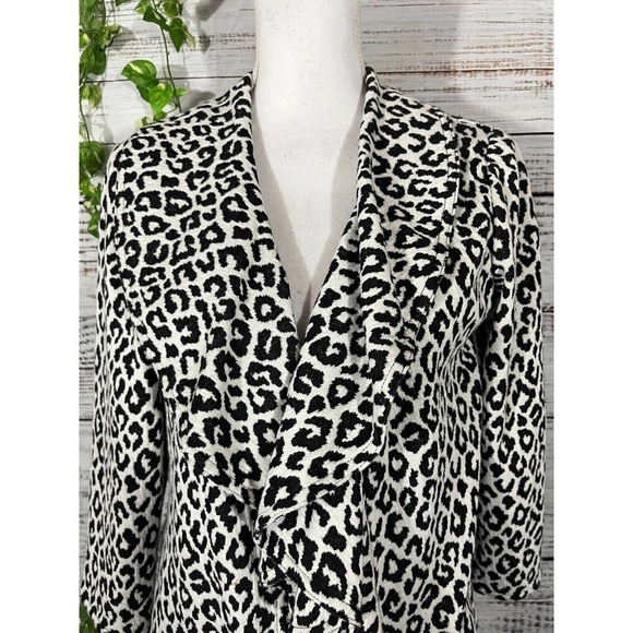 Calvin Klein Jacket size 2 Black White Cheetah Leopard Waterfall Career Stretch - Picture 5 of 13